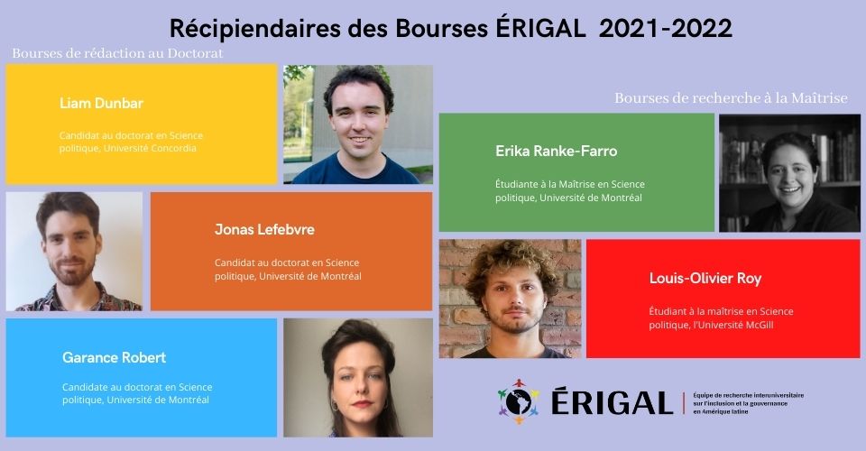 Félicitations aux récipiendaires des Bourses ÉRIGAL 2021-2022 !